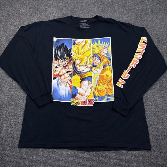 Dragon Ball Z DBZ Long Sleeve T Shirt Mens Size XL Black Vintage Style Anime Tee - Picture 1 of 9